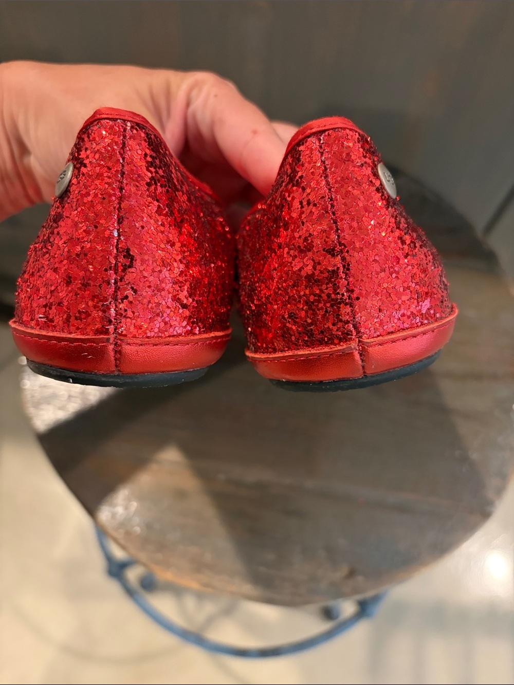 UGG Red Glitter Lined Slip-On Flats - Picture 5 of 6